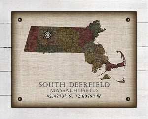 South Deerfield Massachusetts Vintage Design - Board Mounted Canvas Print