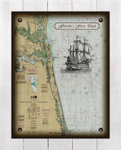 First Coast Florida Nautical Chart -Amelia Island To St Augustine- Board Mounted Canvas Print