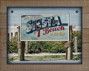 Siesta Beach Welcome Sign On 100% Linen