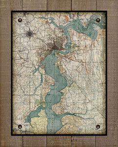 St Johns River - Jacksonville to Doctors Lake - Vintage Map On 100% Natural Linen