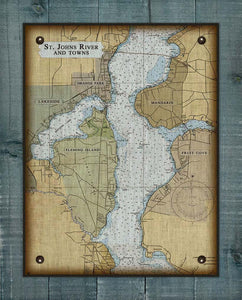 St Johns River - Orange Park, Mandarin, Fleming Island & Fruit Cove- Nautical Chart Board Mounted Canvas Print