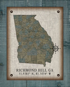 Richmond Hill Georgia Vintage Design (2) Board Mounted Canvas Print