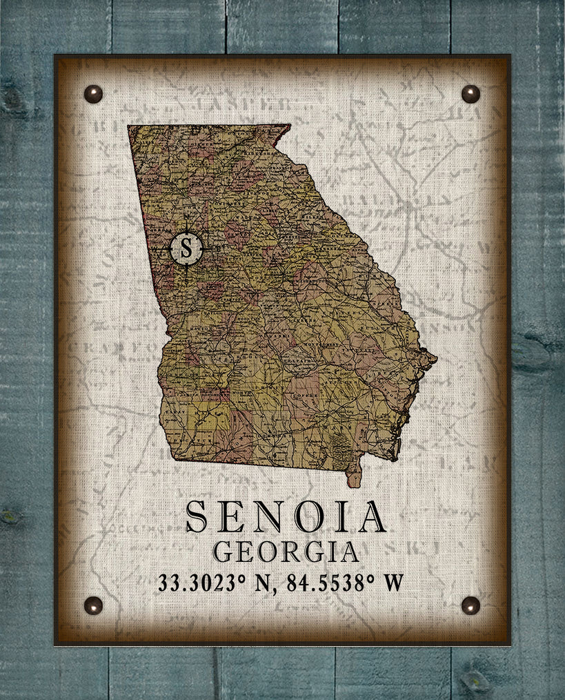 Senoia Georgia Vintage Design  Board Mounted Canvas Print