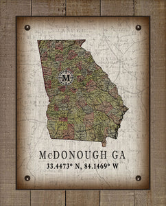 McDonough Georgia Vintage Design Board Mounted Canvas Print