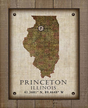 Load image into Gallery viewer, Princeton Illinois Vintage Design - Board Mounted Canvas Print
