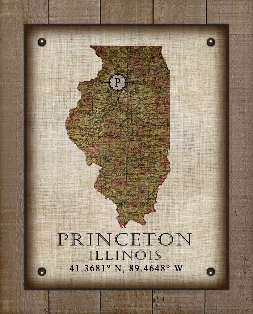 Princeton Illinois Vintage Design - Board Mounted Canvas Print