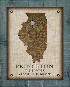 Princeton Illinois Vintage Design - Board Mounted Canvas Print