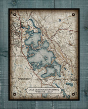 Load image into Gallery viewer, Lake Chaubunagungamaug ( Webster Lake ) Massachussetts Map  - Board Mounted Canvas Print
