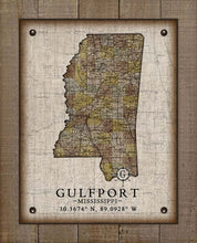 Load image into Gallery viewer, Gulfport Mississippi Vintage Design - Board Mounted Canvas Print
