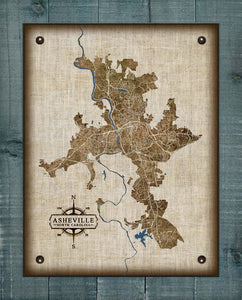 Asheville North Carolina Map Design - Board Mounted Canvas Print