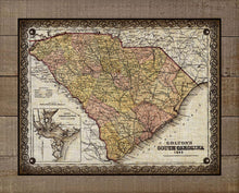 Load image into Gallery viewer, 1865 South Carolina Map Design - Board Mounted Canvas Print
